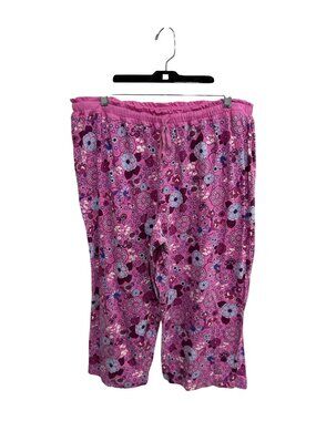 Axcess XL Pink Floral Capri Pajama Pants Cotton Cottagecore Soft Girl